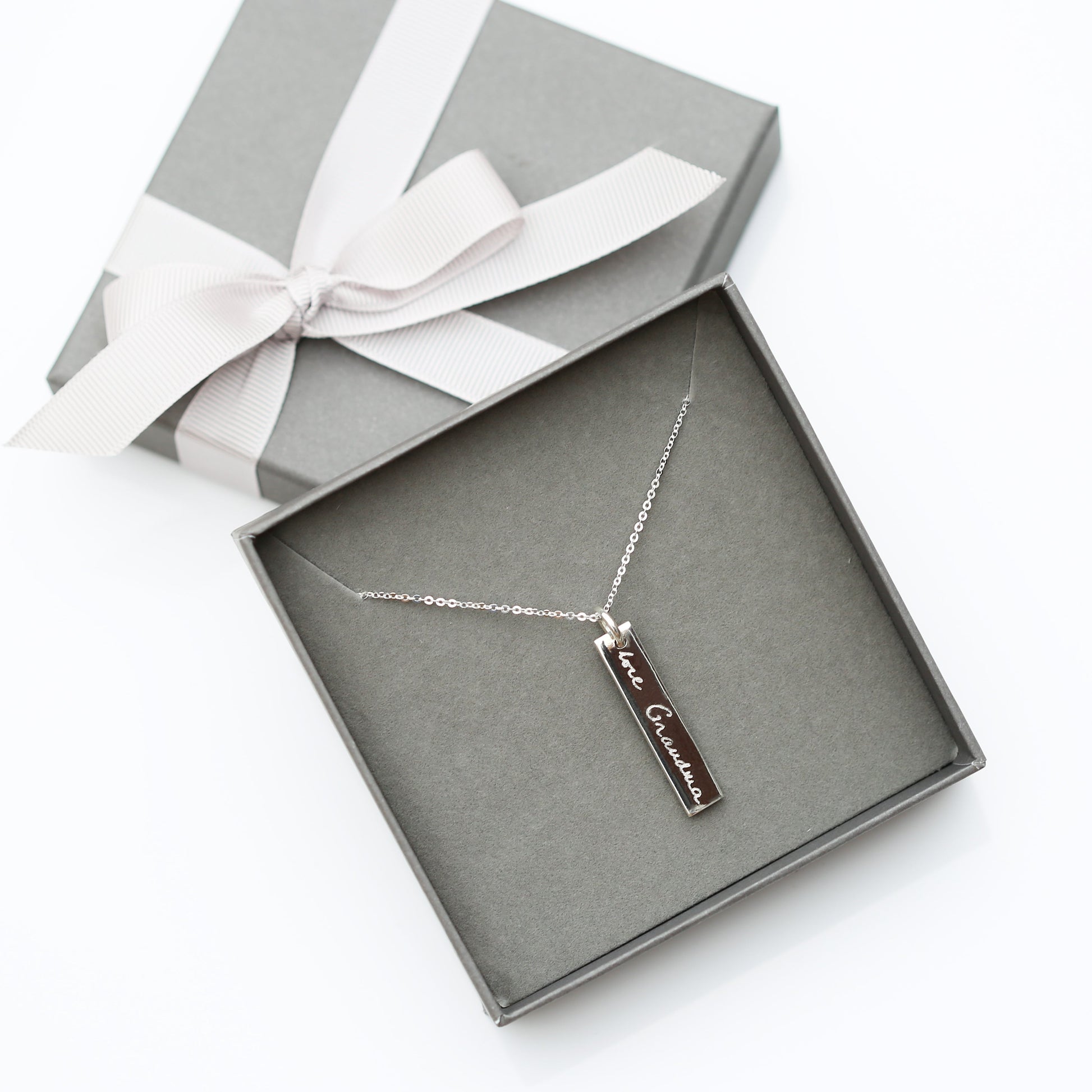 Personalized Necklaces - Sterling Silver Bar Necklace - Actual Handwriting 