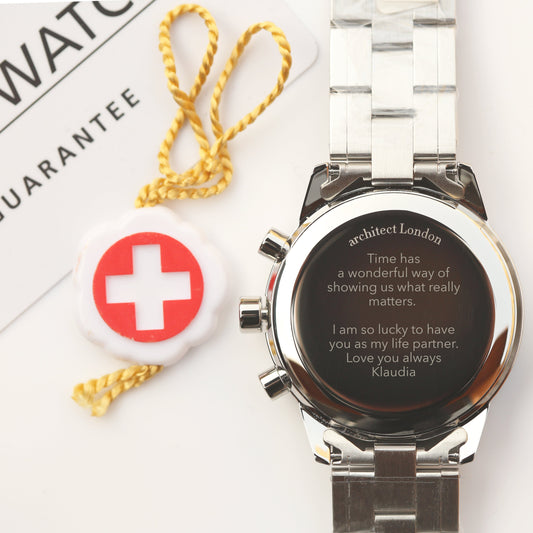 Men's Engraved Swiss Watch - Architect Endeavour