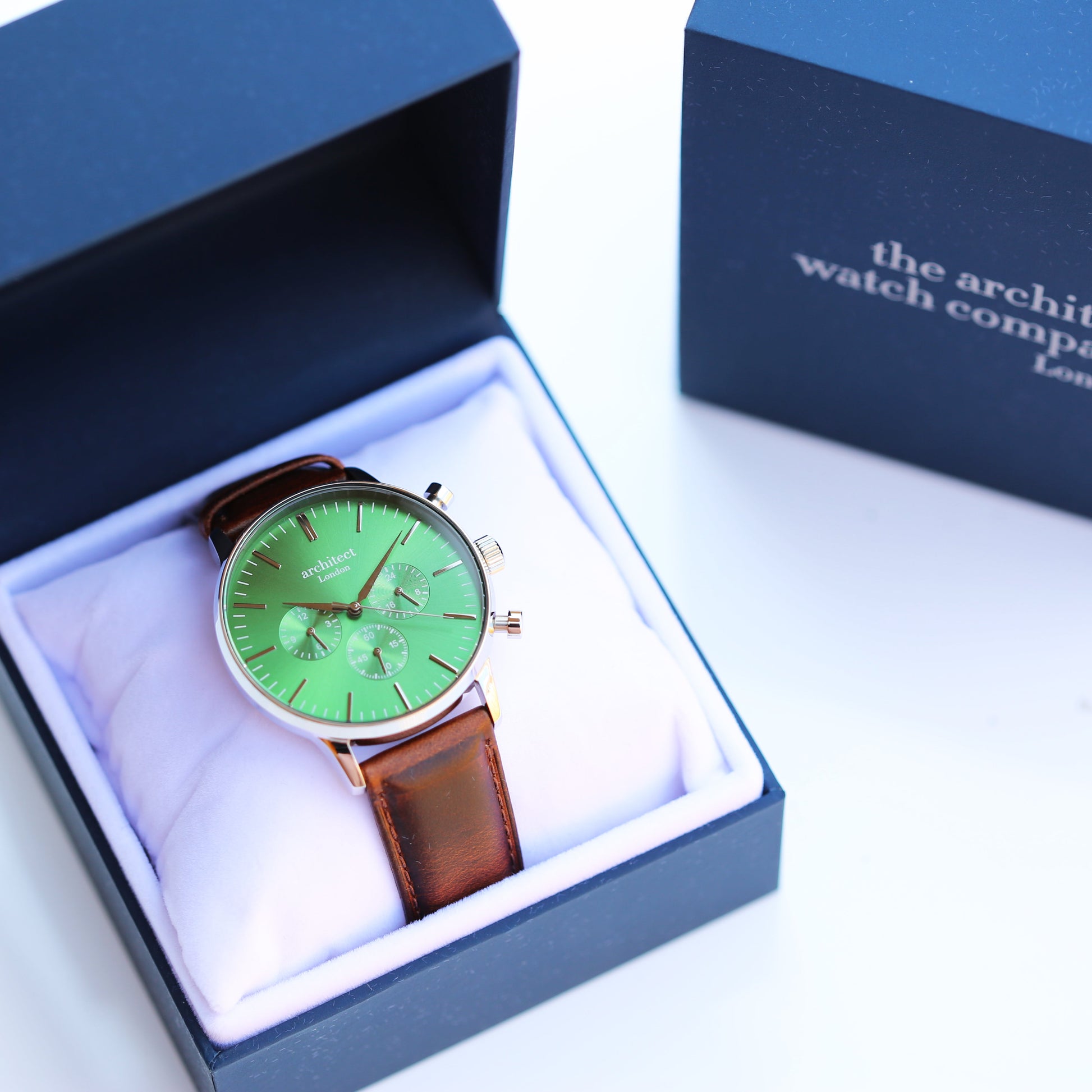Personalized Men's Watches - Men's Architect Personalized Watch In Envy Green & Walnut 