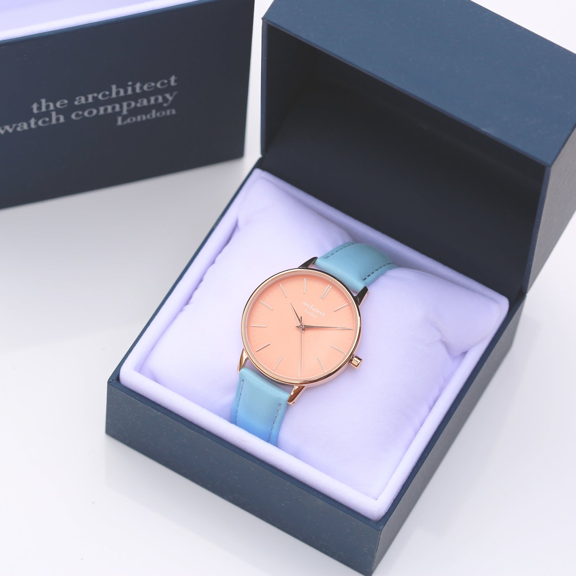 Personalized Ladies' Watches - Ladies Architēct Coral Engraved Watch In Light Blue 
