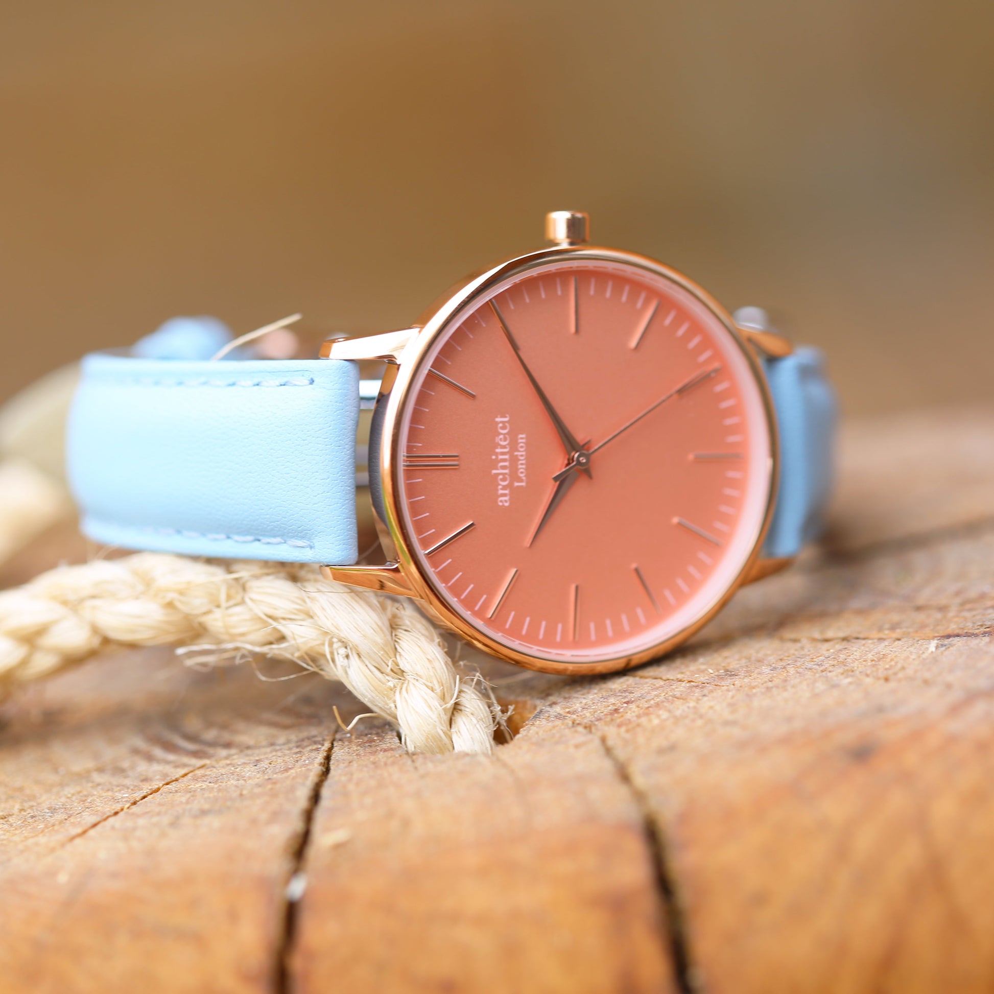Personalized Ladies' Watches - Handwriting Engraved Watch in Light Blue 