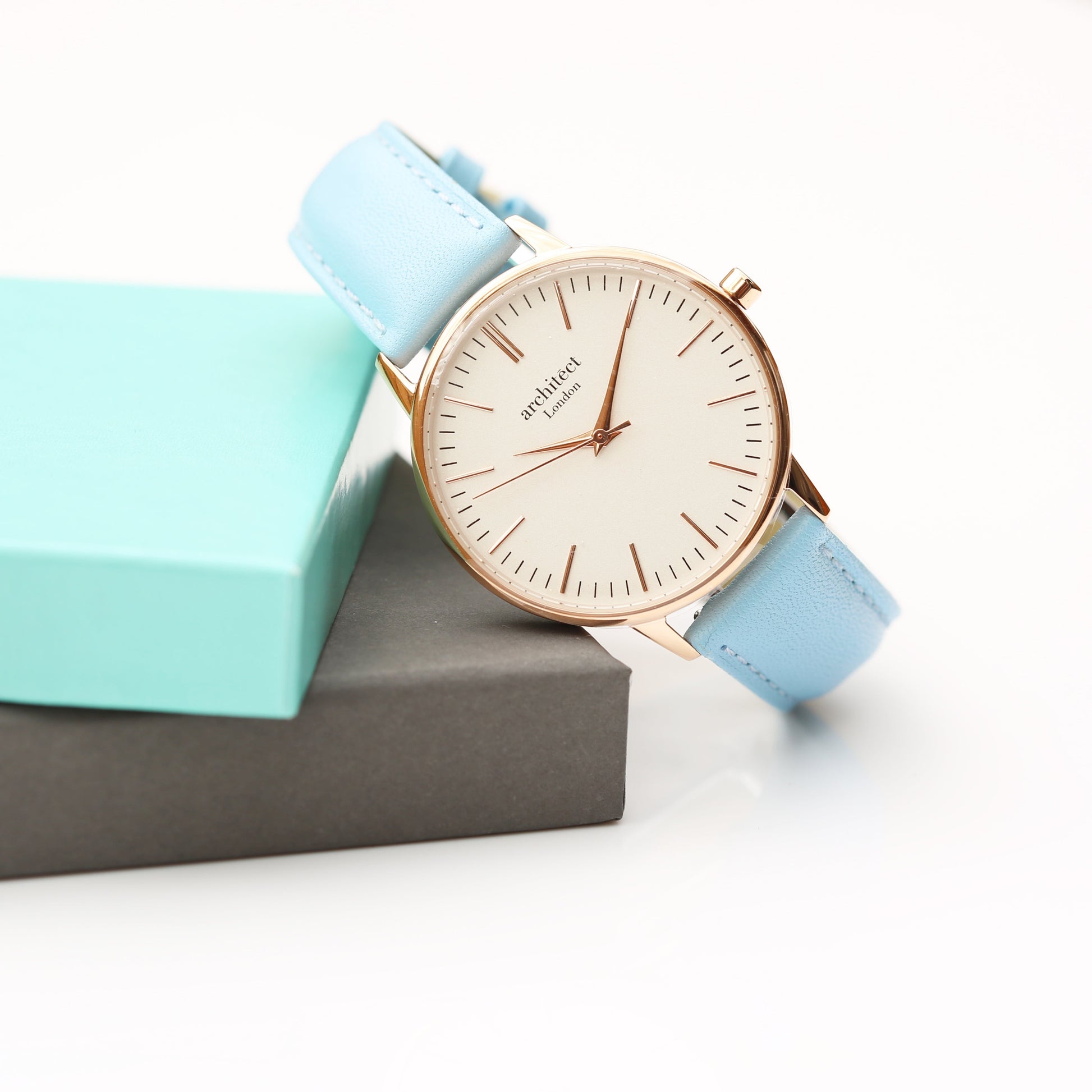 Women's Engraved Watch In Light Blue - GiftsofaKind