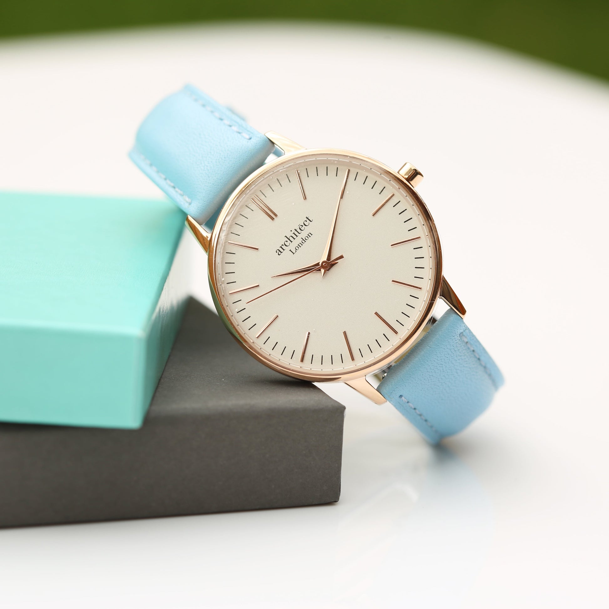 Personalized Ladies' Watches - Ladies Handwriting Engraved Watch in Light Blue 