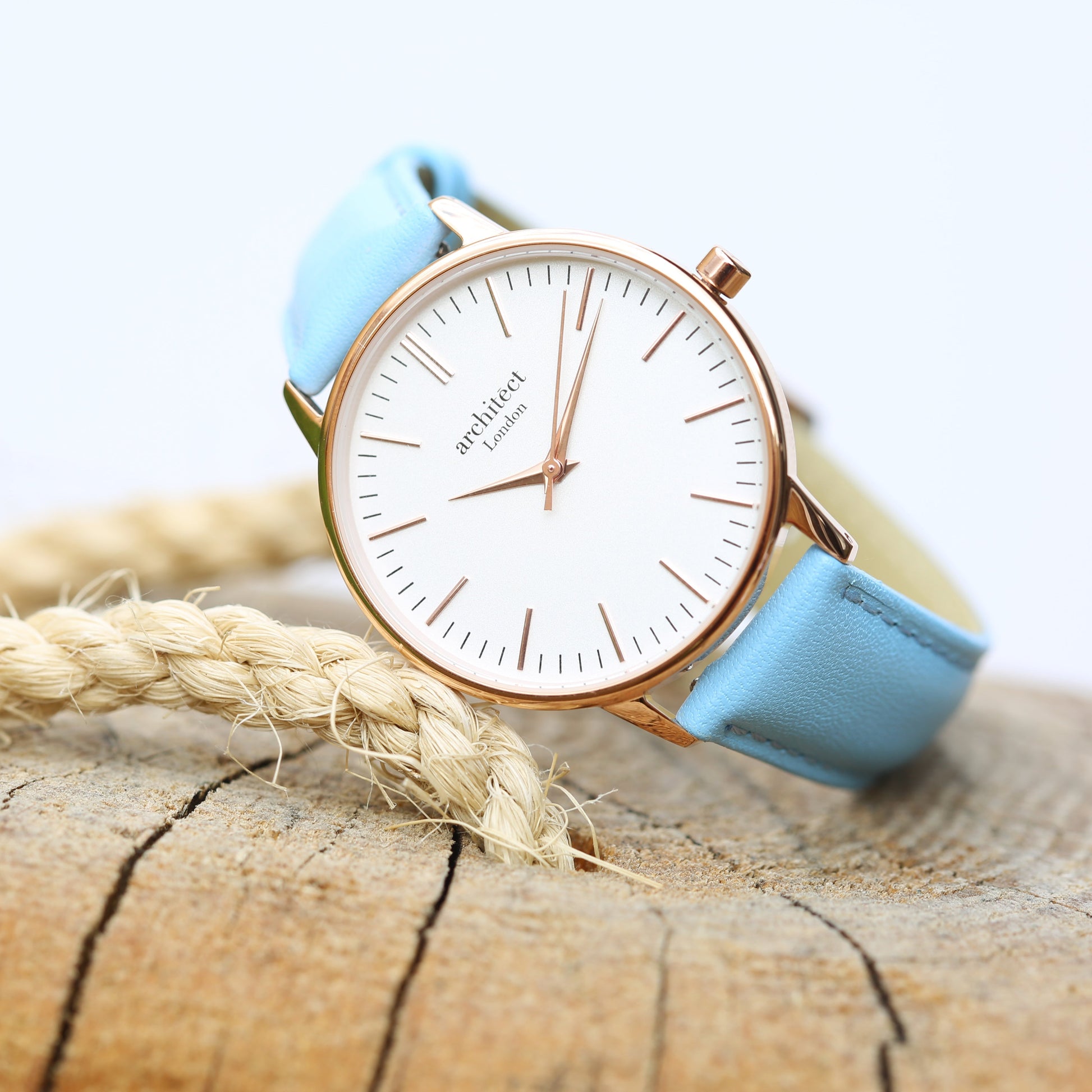 Personalized Ladies' Watches - Ladies Handwriting Engraved Watch in Light Blue 