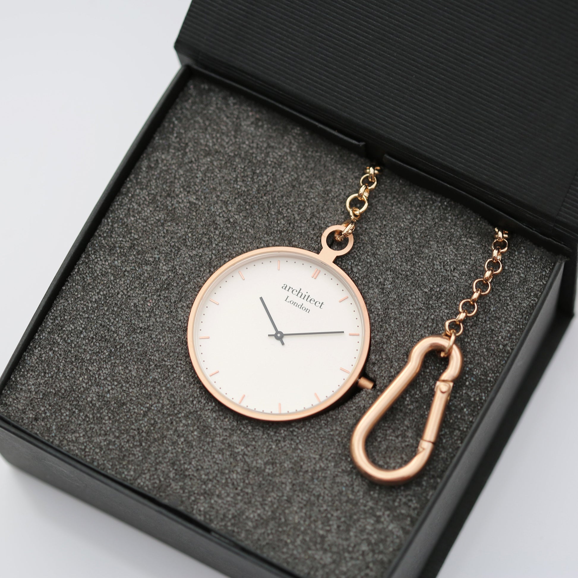 Personalized Pocket Watches - Modern Pocket Watch Rose Gold - Modern Font Engraving 