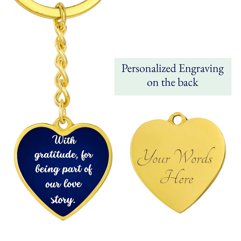 Wedding Guest Gift - "With Gratitude" Personalized Heart Keychian | Lovesakes