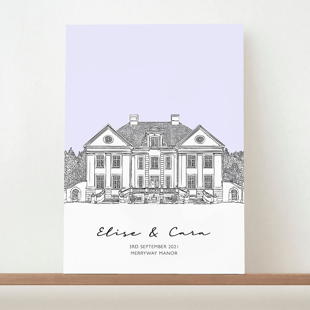 Personalized Wedding Venue Sketch Framed Print - GiftsofaKind