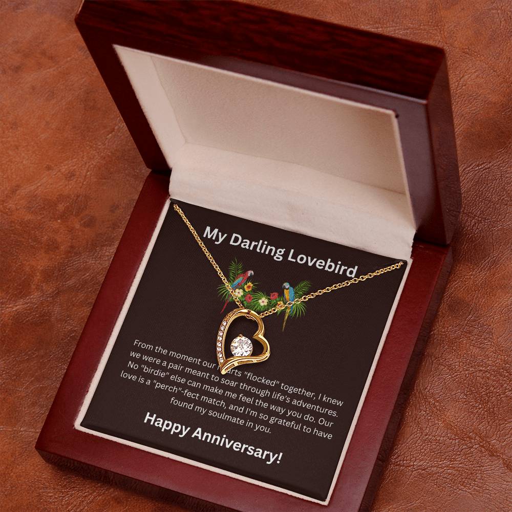 Zirconia Heart Necklace + Lovebird Anniversary Card | Lovesakes