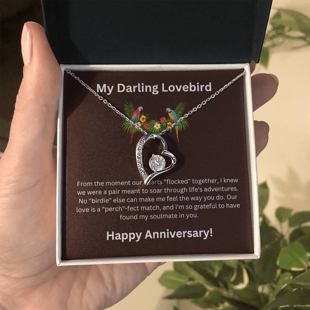 Zirconia Heart Necklace + Lovebird Anniversary Card | Lovesakes