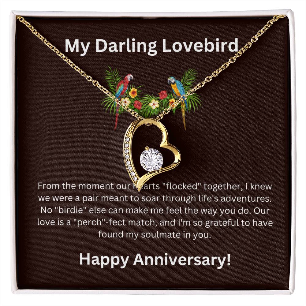 Zirconia Heart Necklace + Lovebird Anniversary Card - GiftsofaKind