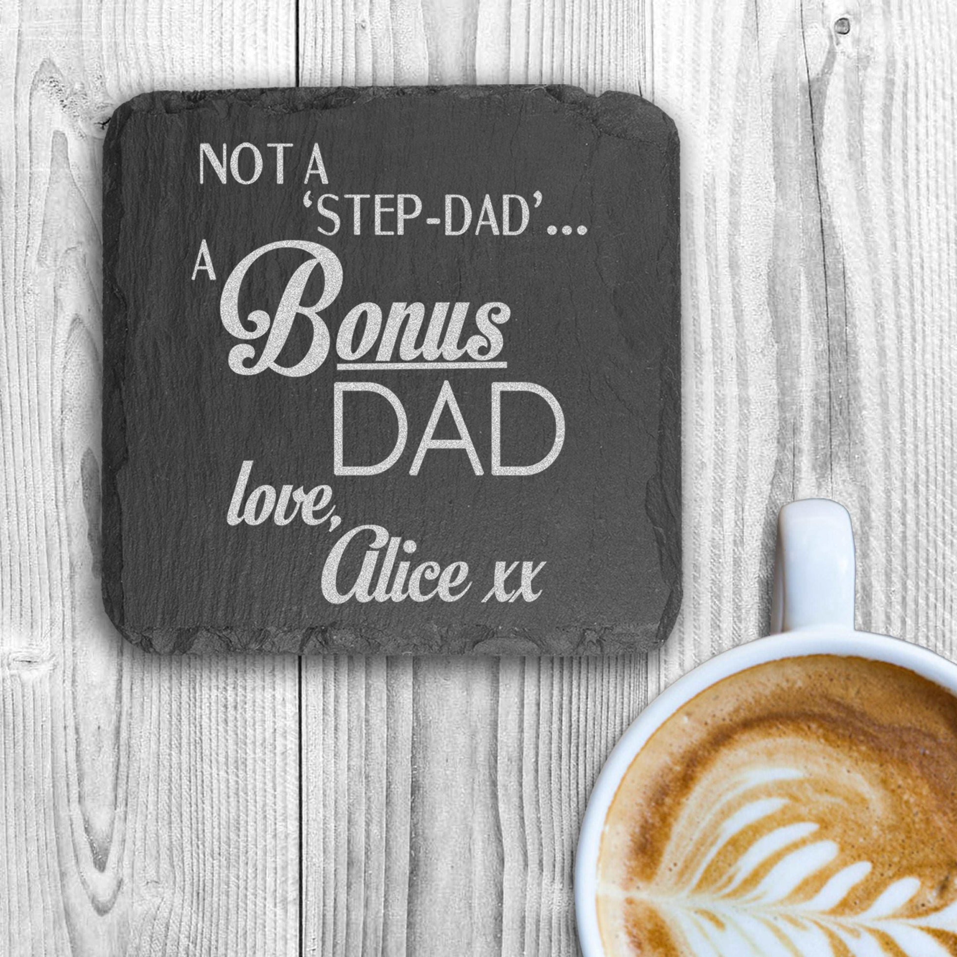 Personalized Keepsakes - A Bonus Dad Square Slate Keepsake 