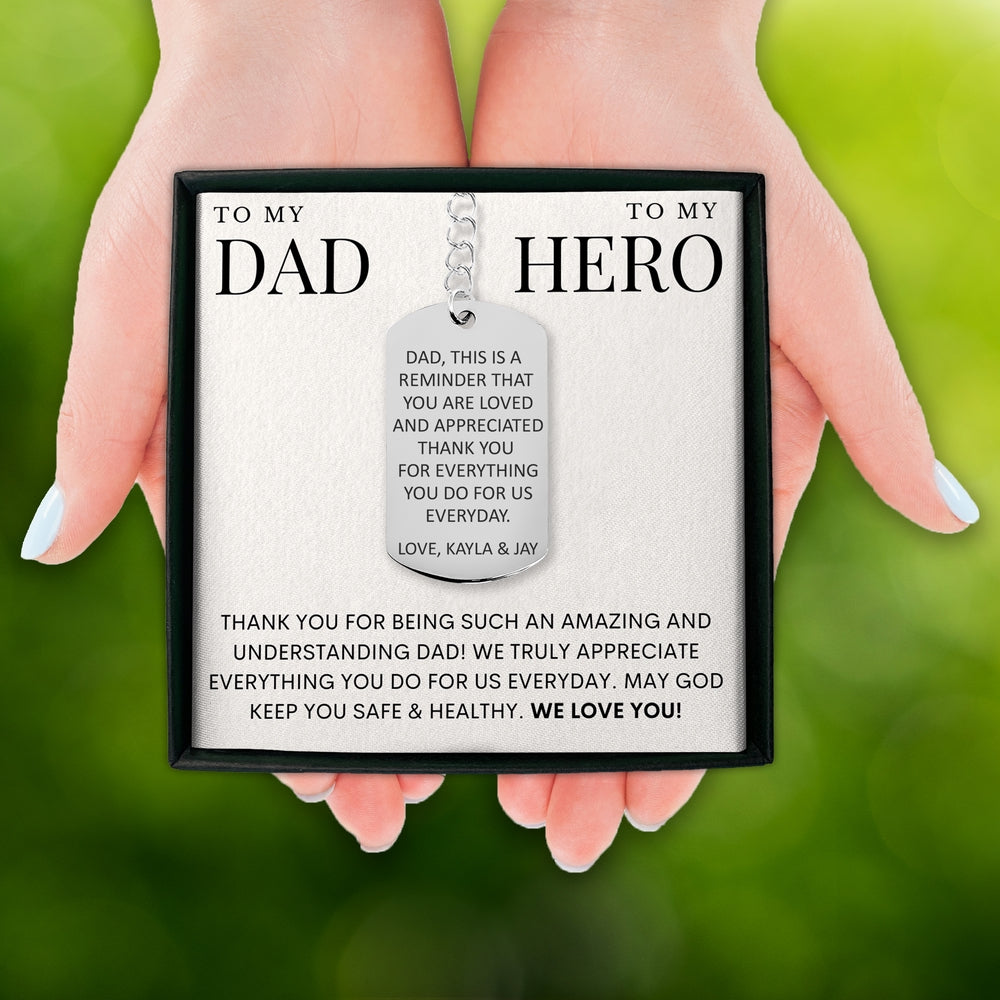 Personalized Keyrings - Hero Dad Custom Message Tag Keychain 
