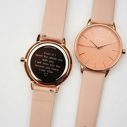 Architect Coral Engraved Watch In Light Pink