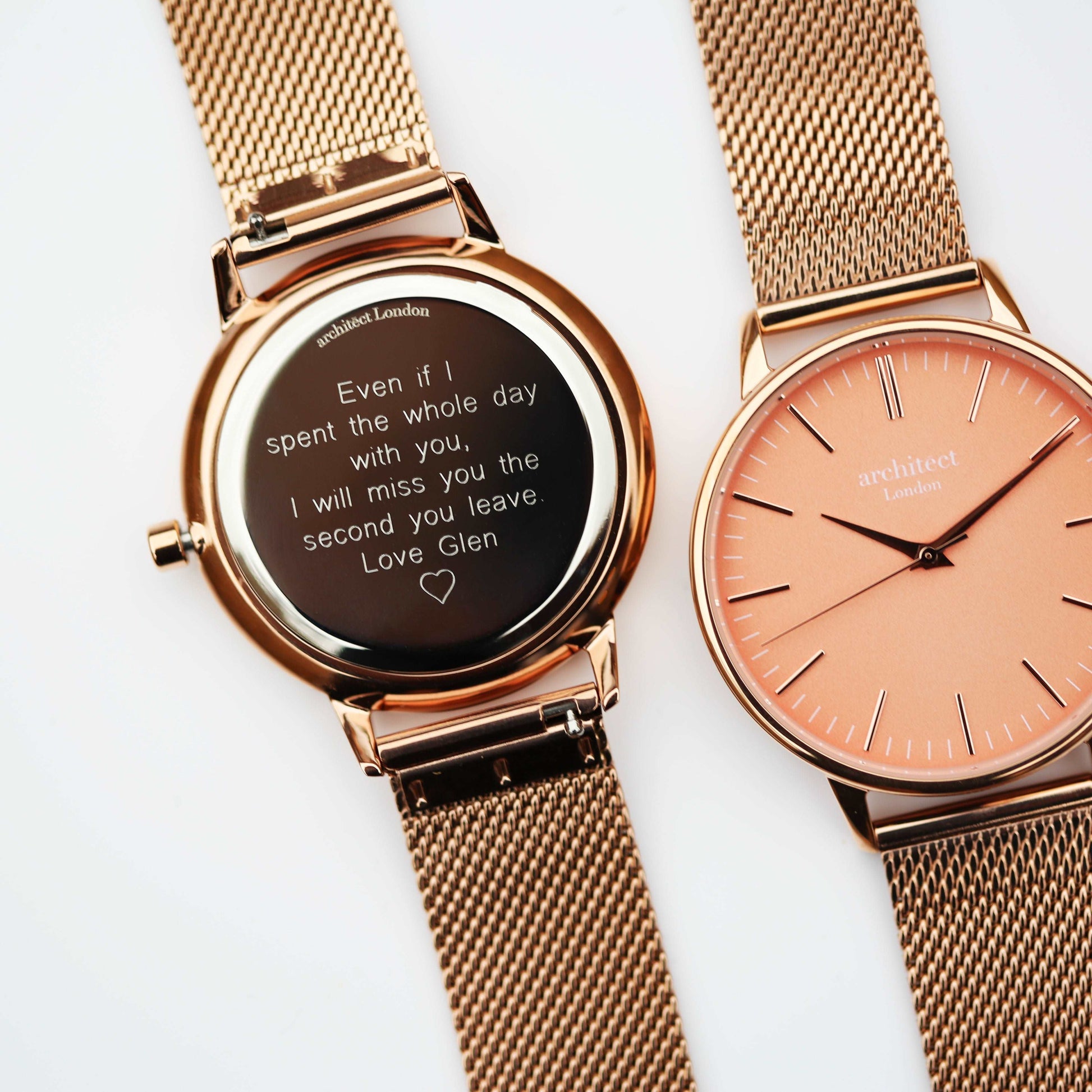 Personalized Ladies' Watches - Architēct Coral Engraved Watch In Rose Gold 