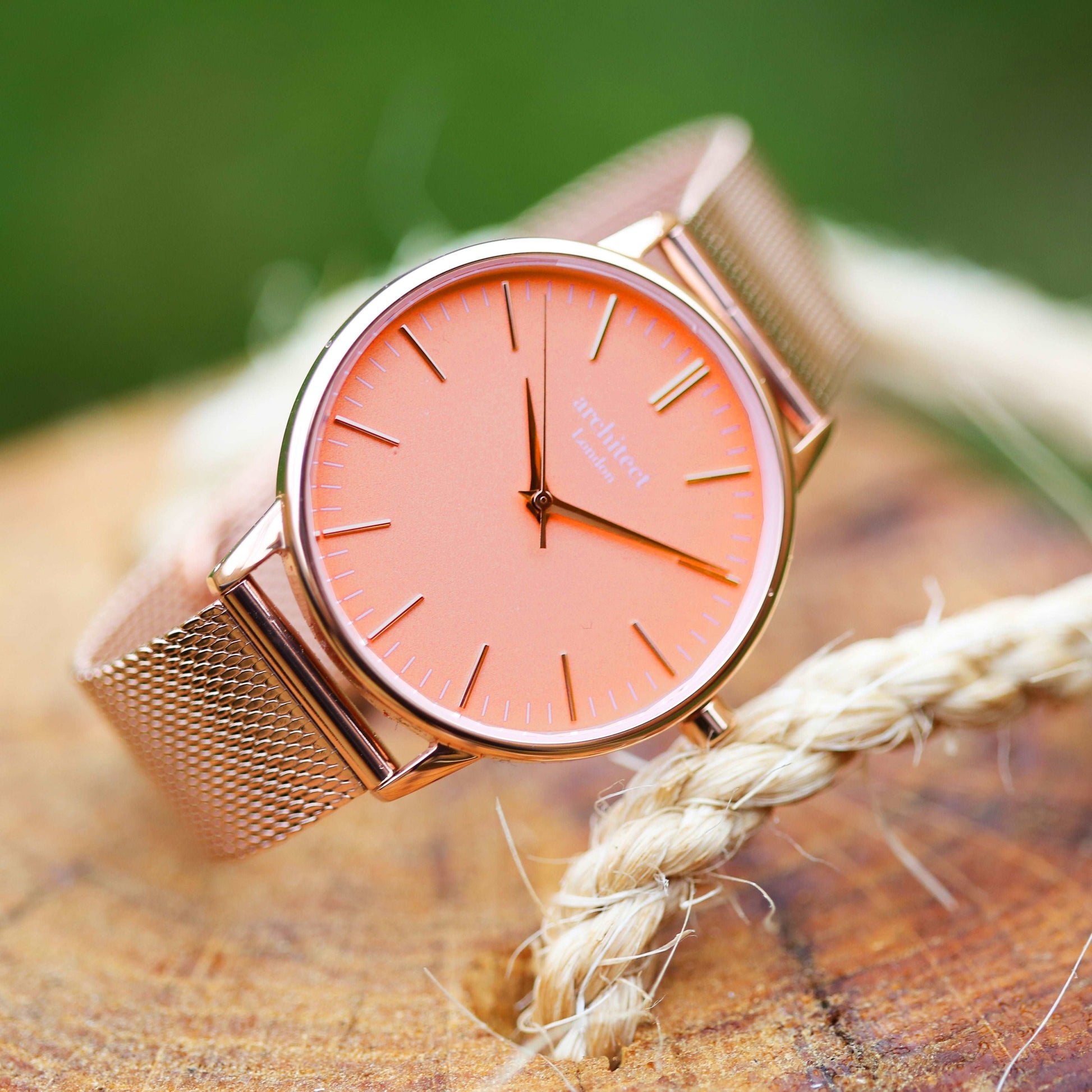 Personalized Ladies' Watches - Architēct Coral Engraved Watch In Rose Gold 