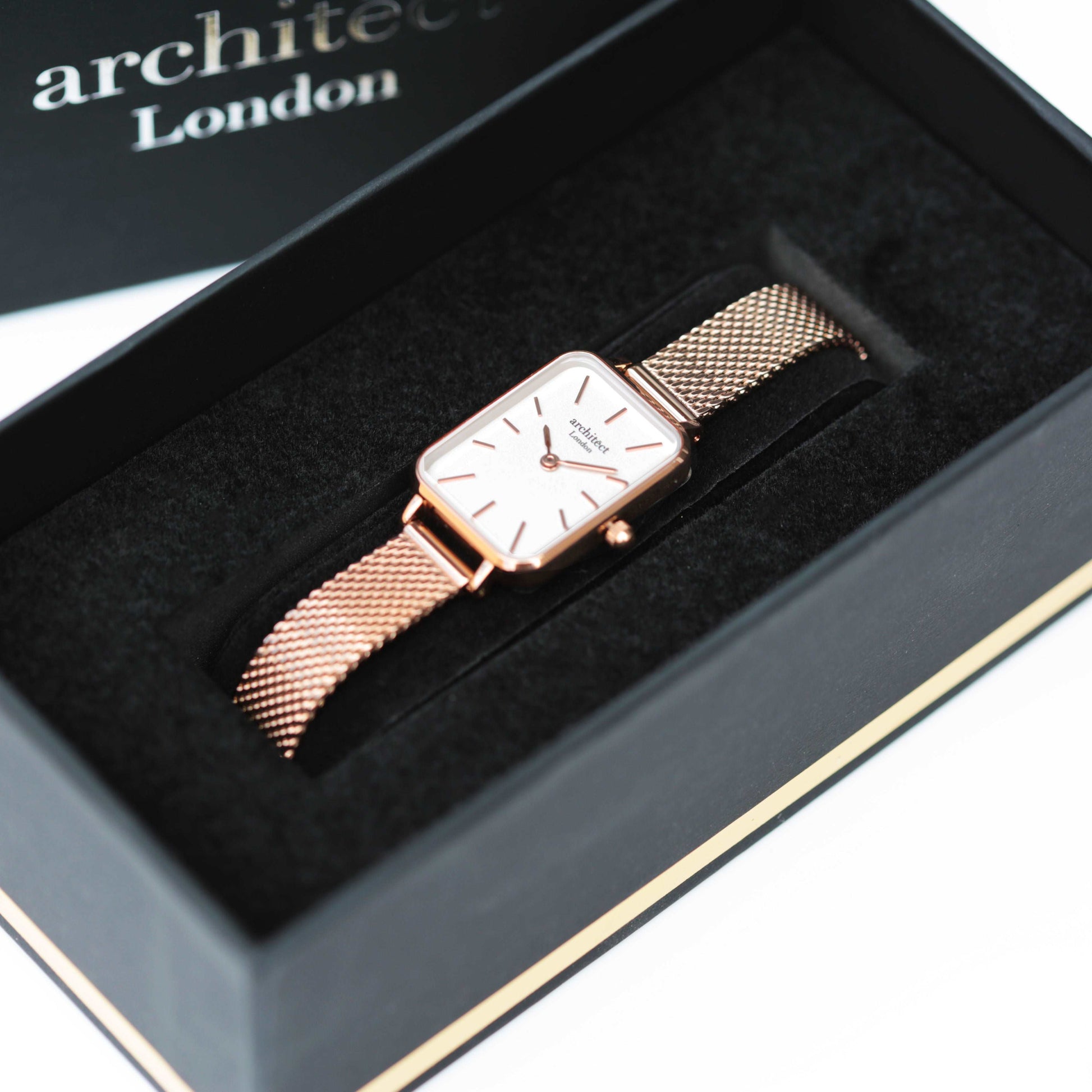 Personalized Ladies' Watches - Architēct Lille Engraved Watch in Rose Gold 