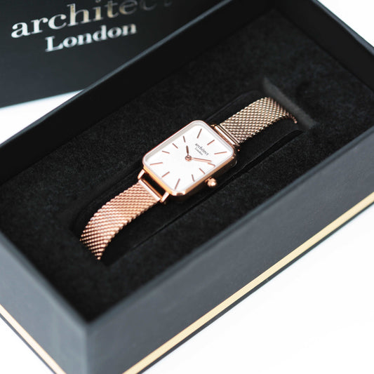 Architēct Lille Engraved Watch in Rose Gold