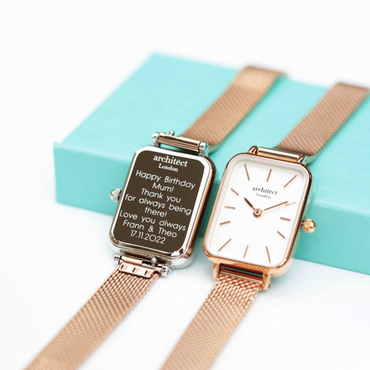 Architēct Lille Engraved Watch in Rose Gold
