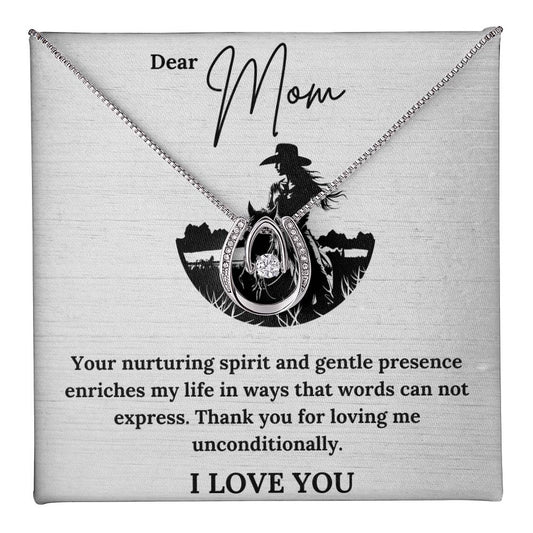 Horseshoe Necklace + Mom Message Card