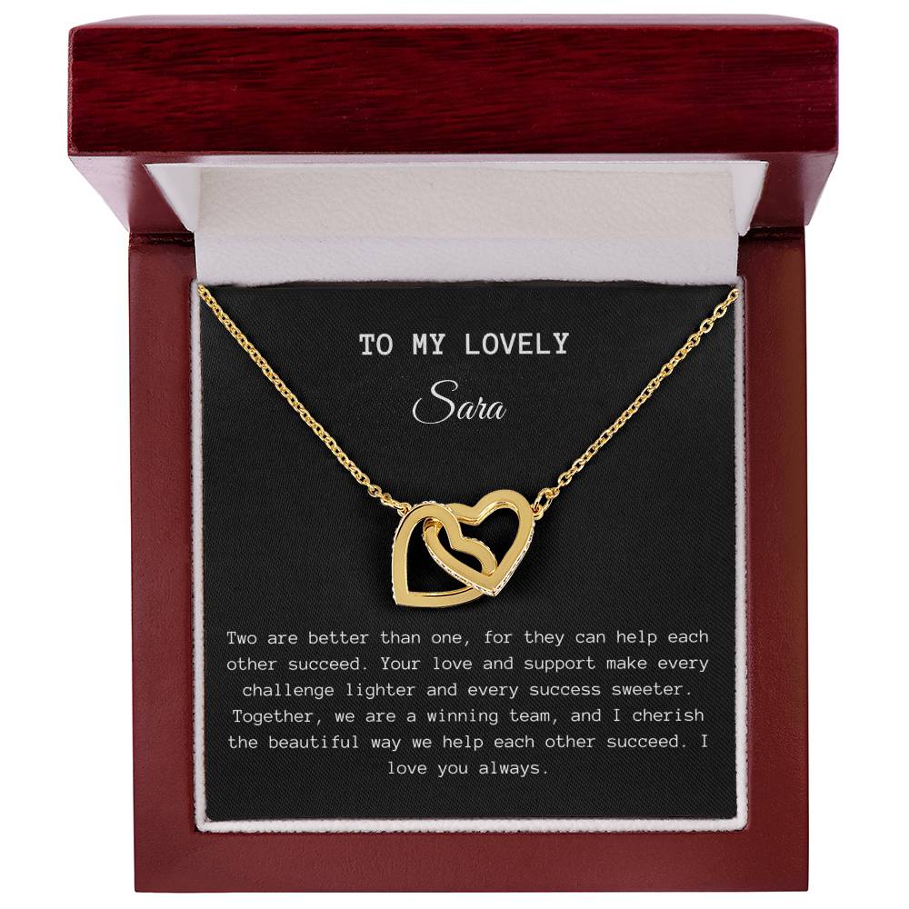 Personalized Necklaces - Personalized Interlocked Hearts Necklace, 2 Are Better Than 1 