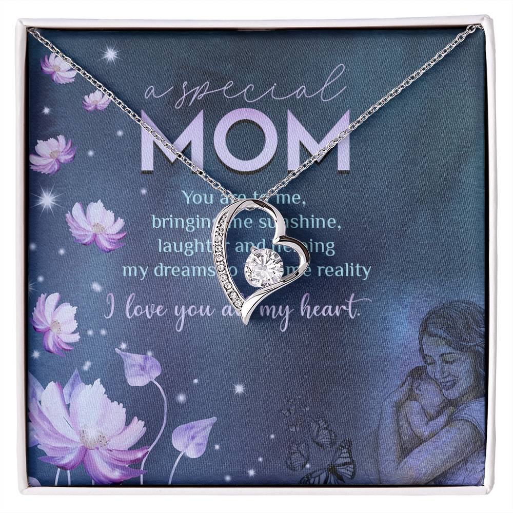 Personalized Necklaces + Message Cards - Special Mom Heart Necklace + Message Card 