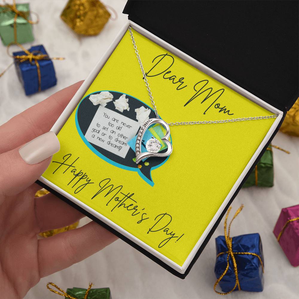 Personalized Necklaces + Message Cards - Mom Forever Love Necklace + Never Too Old Card Insert 
