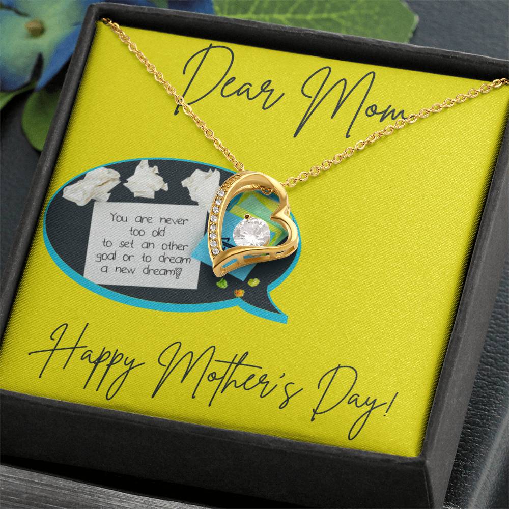 Personalized Necklaces + Message Cards - Mom Forever Love Necklace + Never Too Old Card Insert 