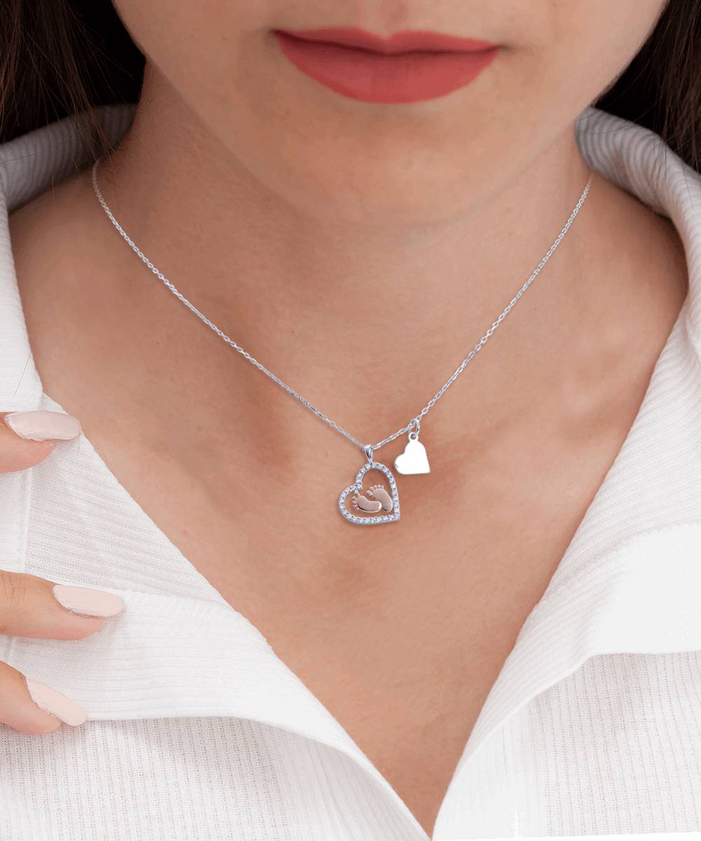 Personalized Necklaces - Baby-feet Heart Necklace -  Never Alone 