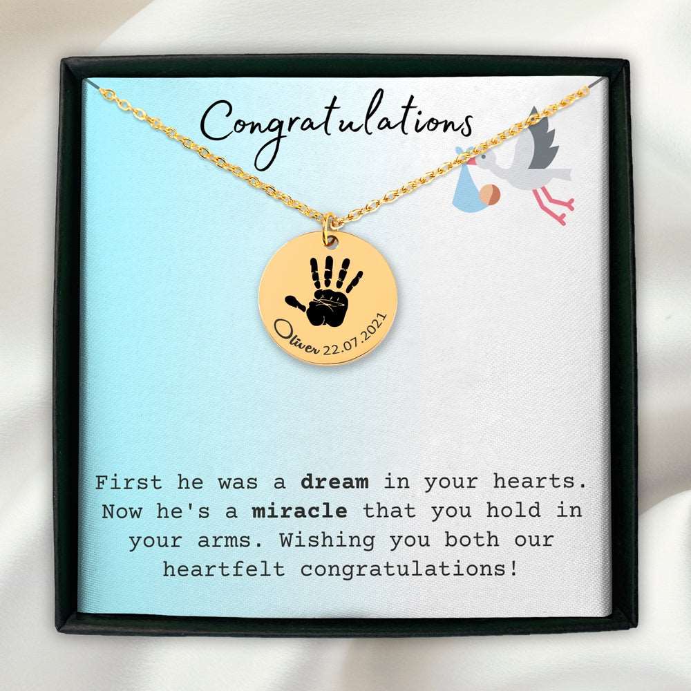 Personalized Necklaces - Baby Palm Print Necklace 