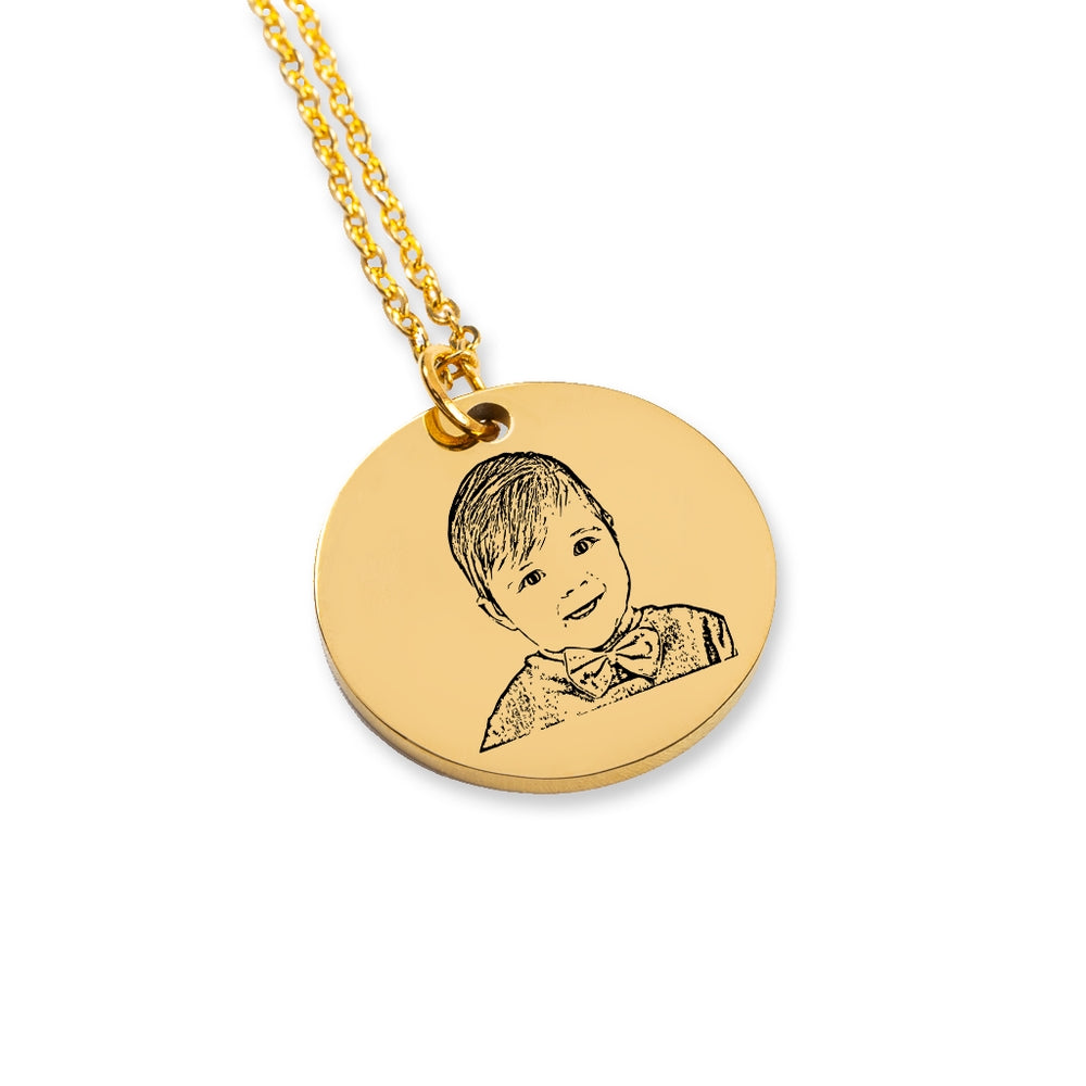 Personalized Necklaces - Personalized Portrait Coin Necklace 