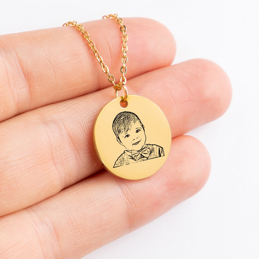 Personalized Necklaces - Personalized Portrait Coin Necklace 