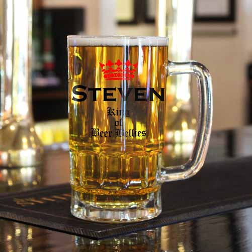 Personalized Beer Tankards - Personalized Beer Belly Dad Glass Tankard 