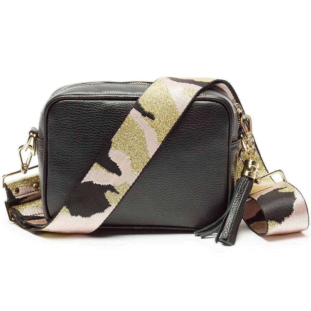 Personalized Cross Body Bags - Black Personalized Cross Body Leather Bag 