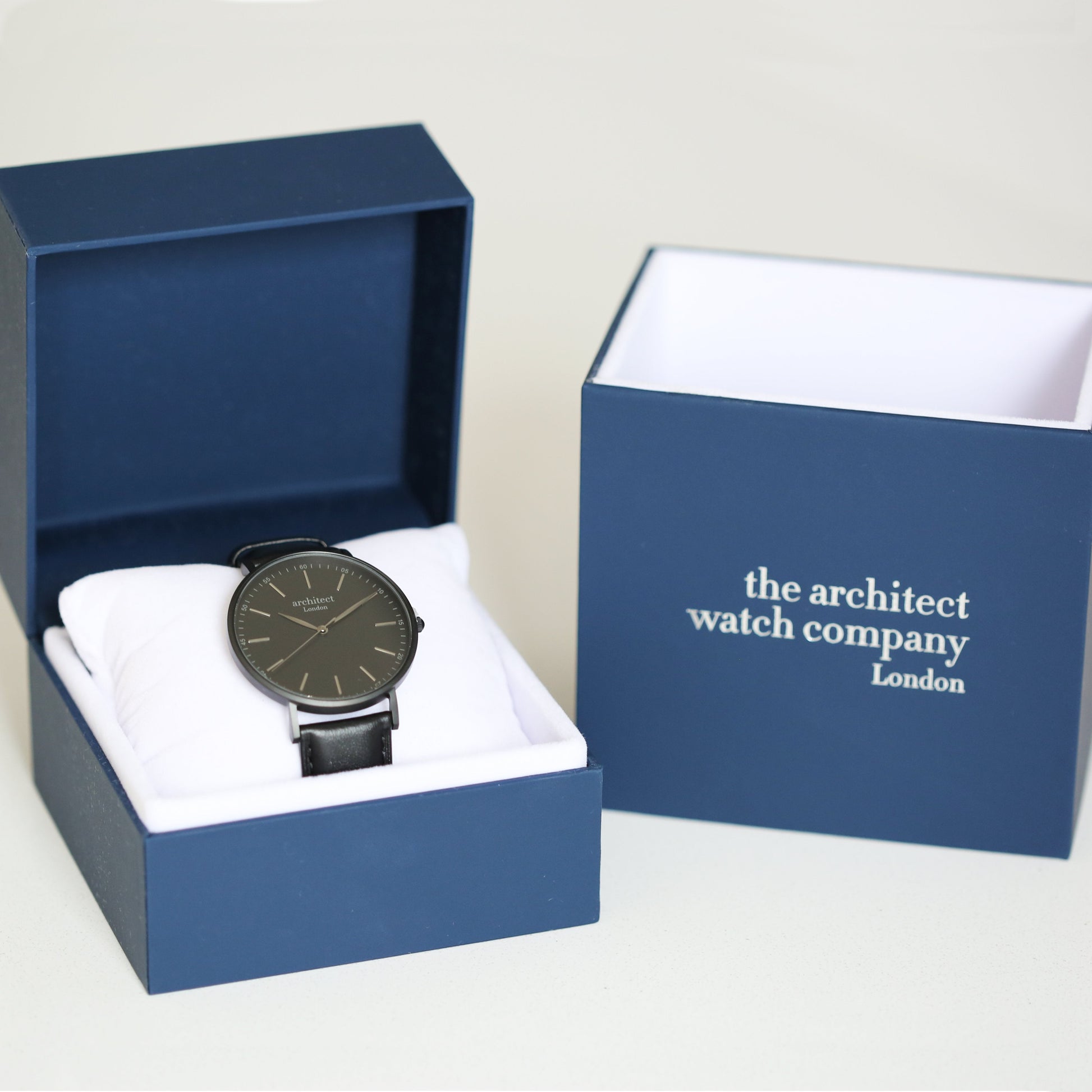 Personalized Men's Watches - Men's Handwriting Engraved Watch - Minimalist Watch + Jet Black 