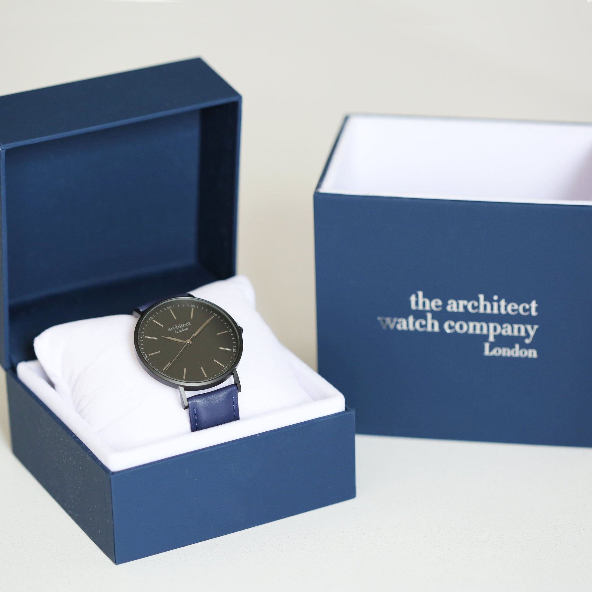 Personalized Men's Watches - Men's Handwriting Engraved Watch - Minimalist Watch + Admiral Blue 