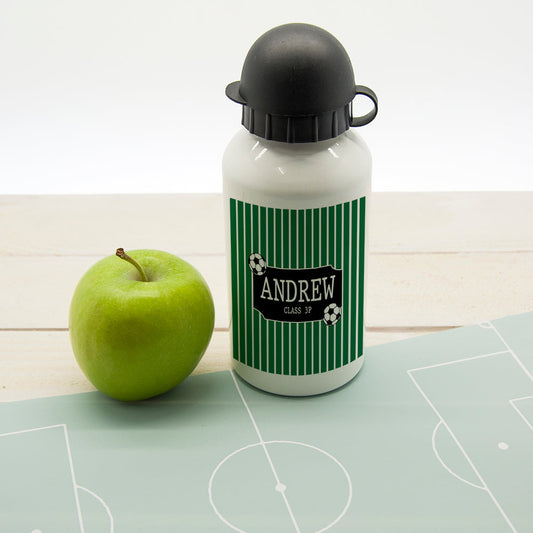 Boys Football Striped Personalized Water Bottle