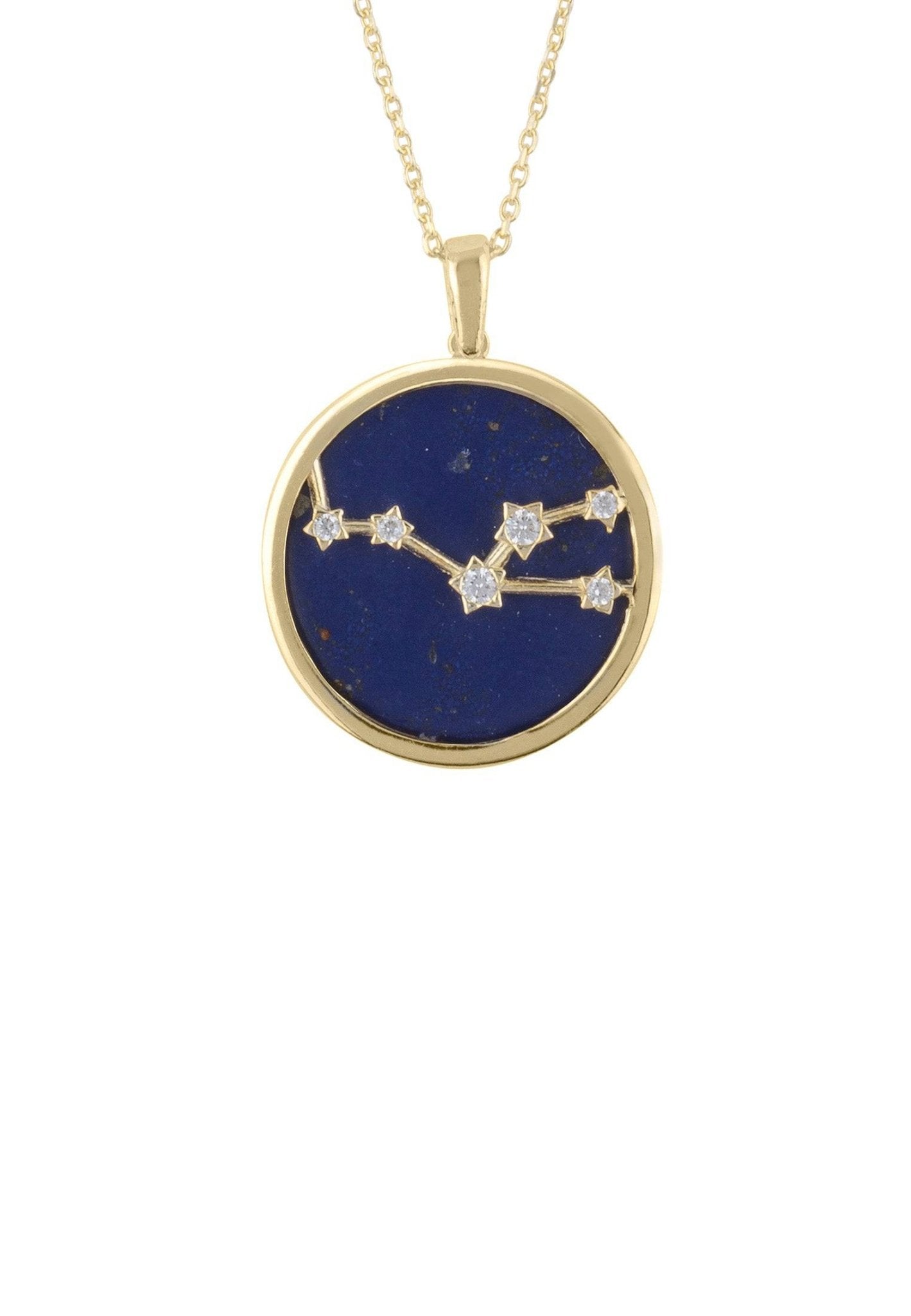 Personalized Necklaces - Zodiac Lapis Lazuli Gemstone Star Constellation Pendant Necklace Gold Taurus 