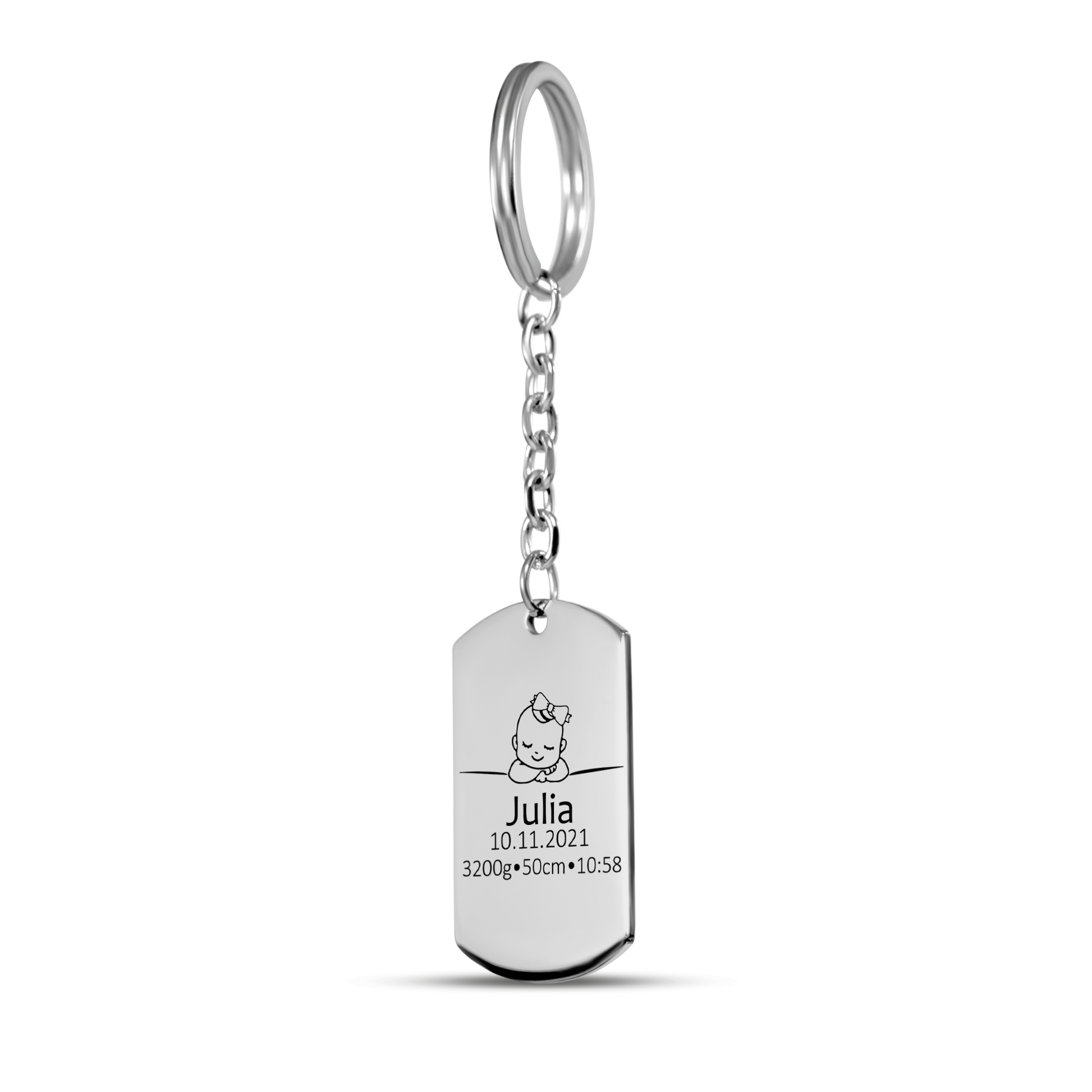 Personalized Keyrings - Girl Dad Gift - Keychain With Baby Birth Details 