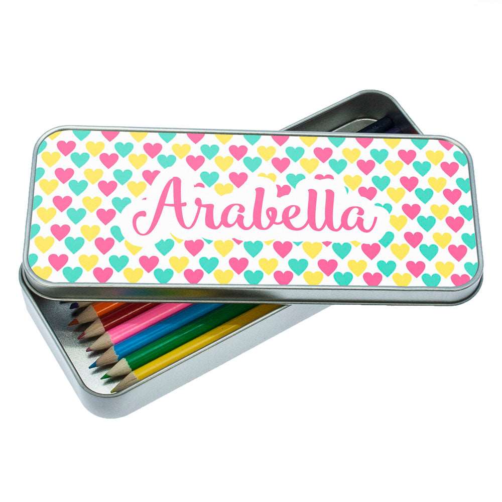 Personalized Pencil Cases - Colourful Heart Pattern Pencil Case 