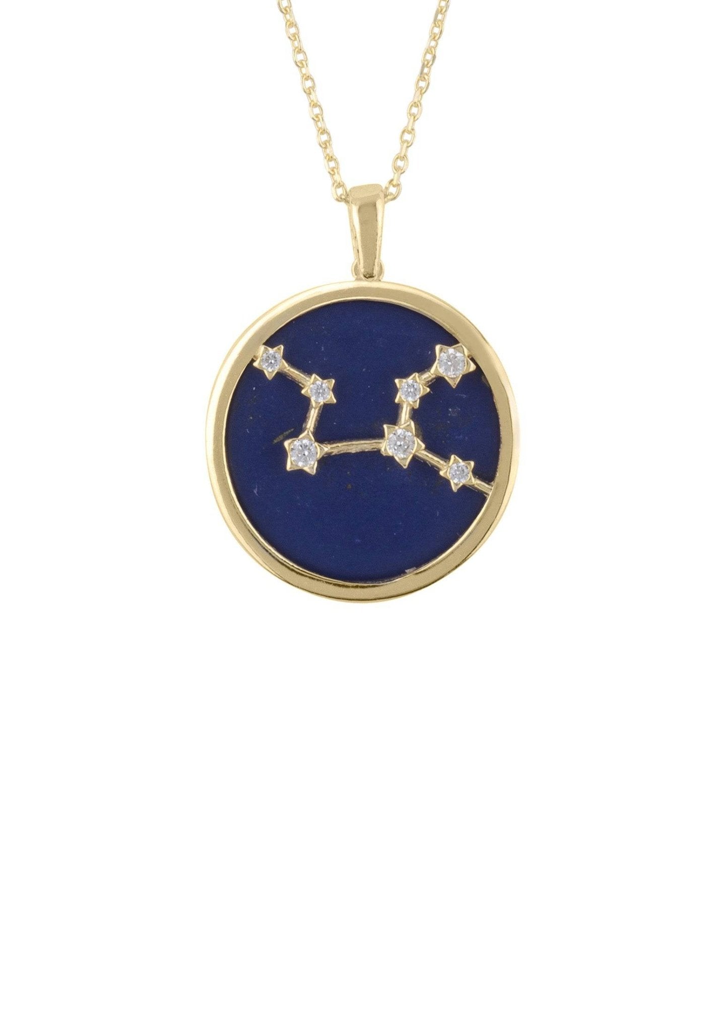 Personalized Necklaces - Zodiac Lapis Lazuli Constellation Pendant Necklace Gold Virgo 