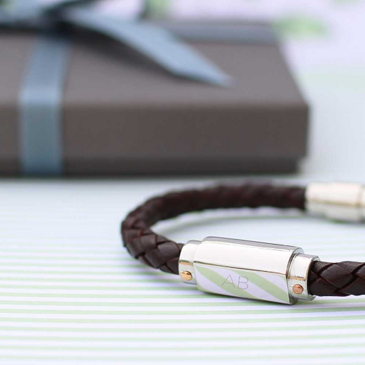Personalized Twisted Leather Bracelet