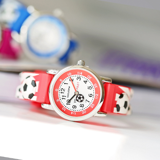 Personalized Kids Watches - Engraved Kids 3D Football Watch - Red 