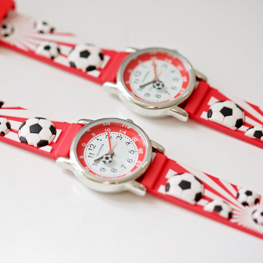 Personalized Kids Watches - Engraved Kids 3D Football Watch - Red 