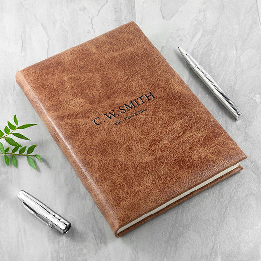 Personalized Natural Tan Leather Notebook