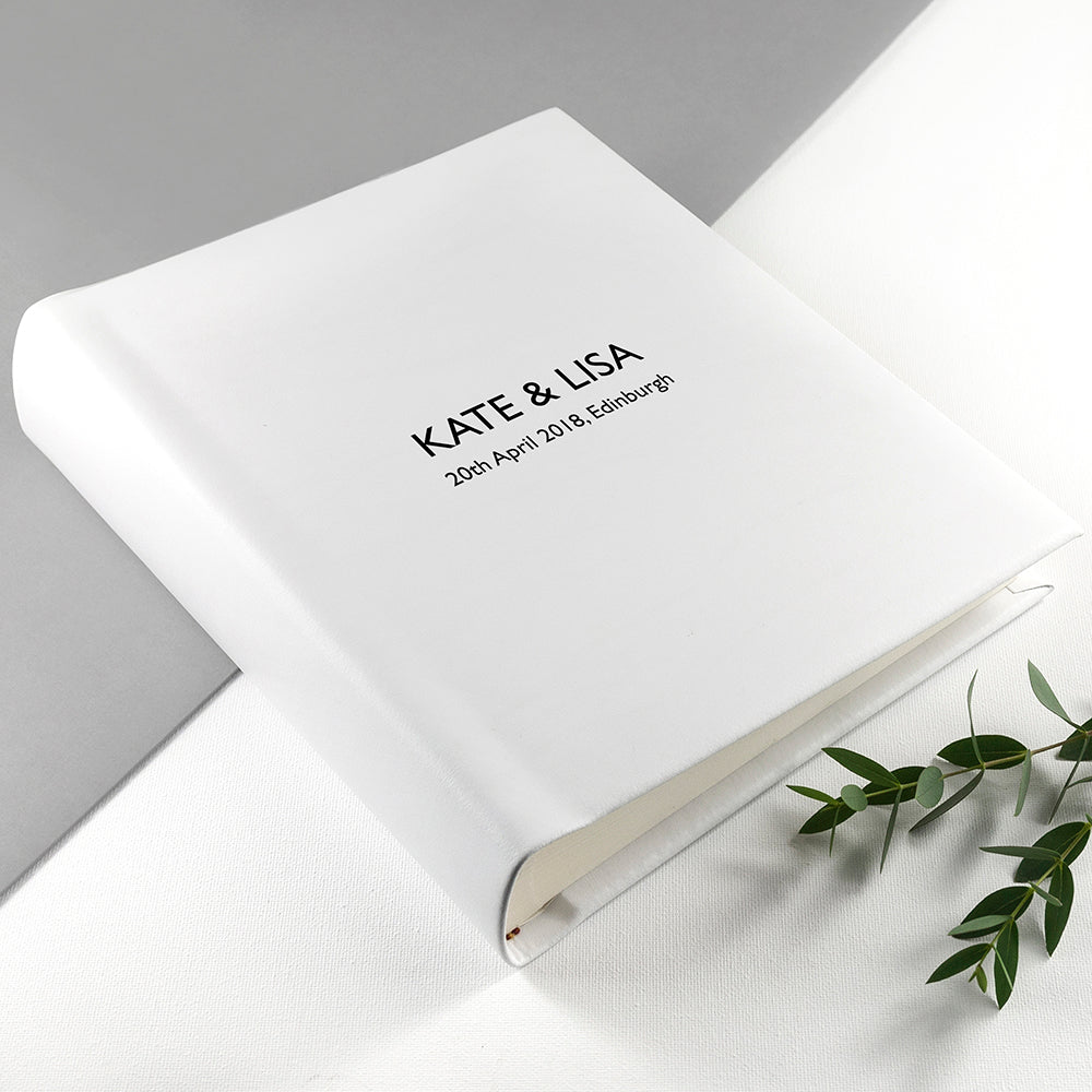 Personalized Photo Albums - Personalized Vachetta Italian Leather Photo Album in White 