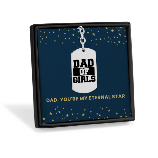 Dad of Girls Personalized Keychain