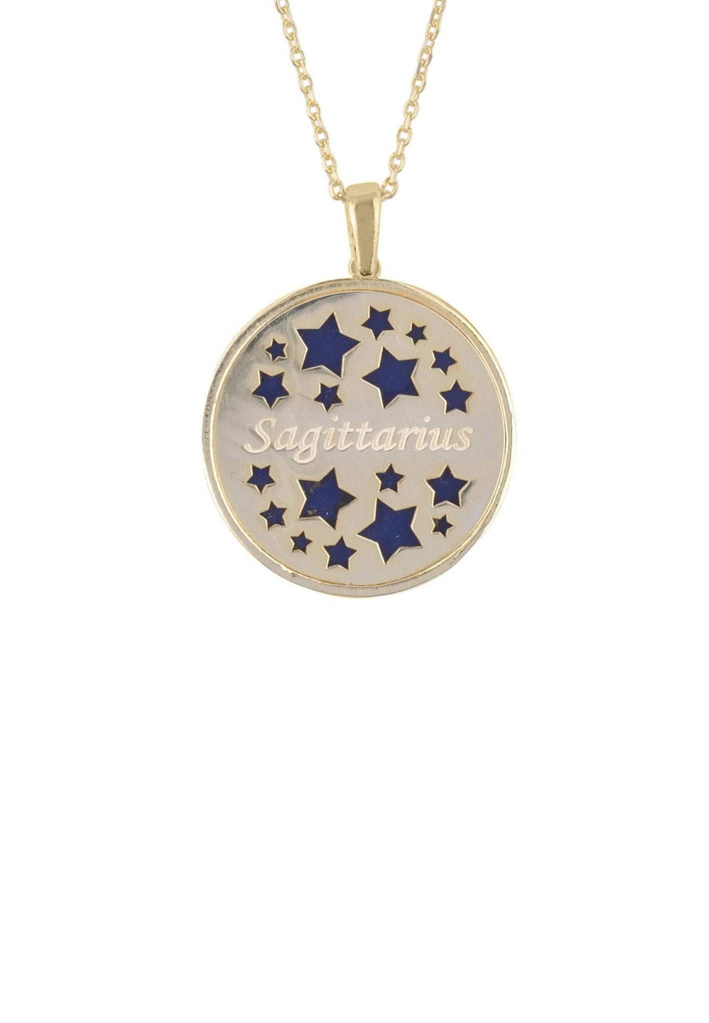 Personalized Necklaces - Zodiac Lapis Lazuli Constellation Pendant Necklace Gold Sagittarius 