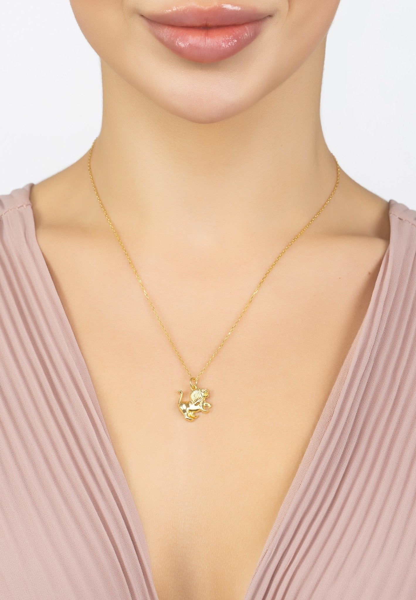 Personalized Necklaces - Zodiac Star Sign Necklace Gold Leo 