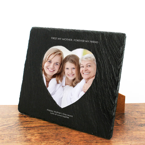 Personalized Photo Frames - First My Mother Forever My Friend Heart Slate Photoframe 