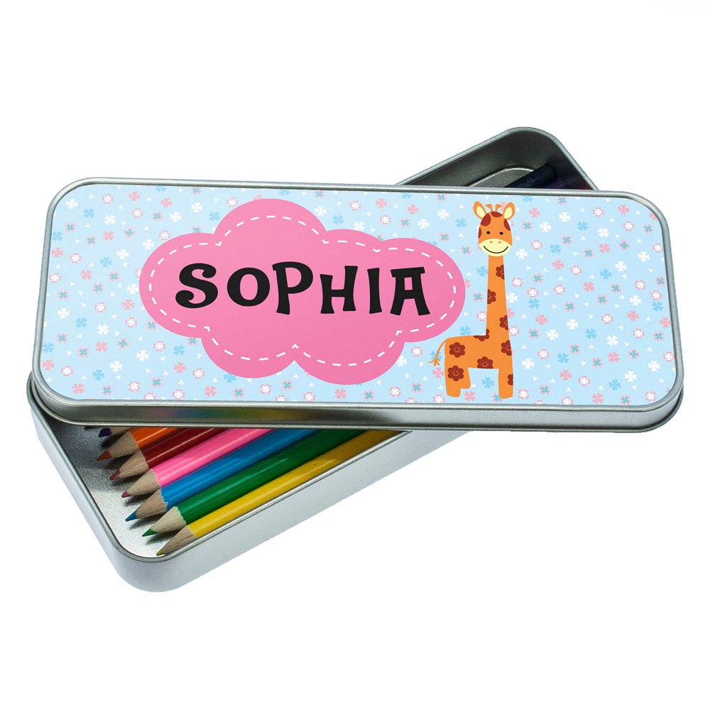 Personalized Pencil Cases - Floral Giraffe Pencil Case 